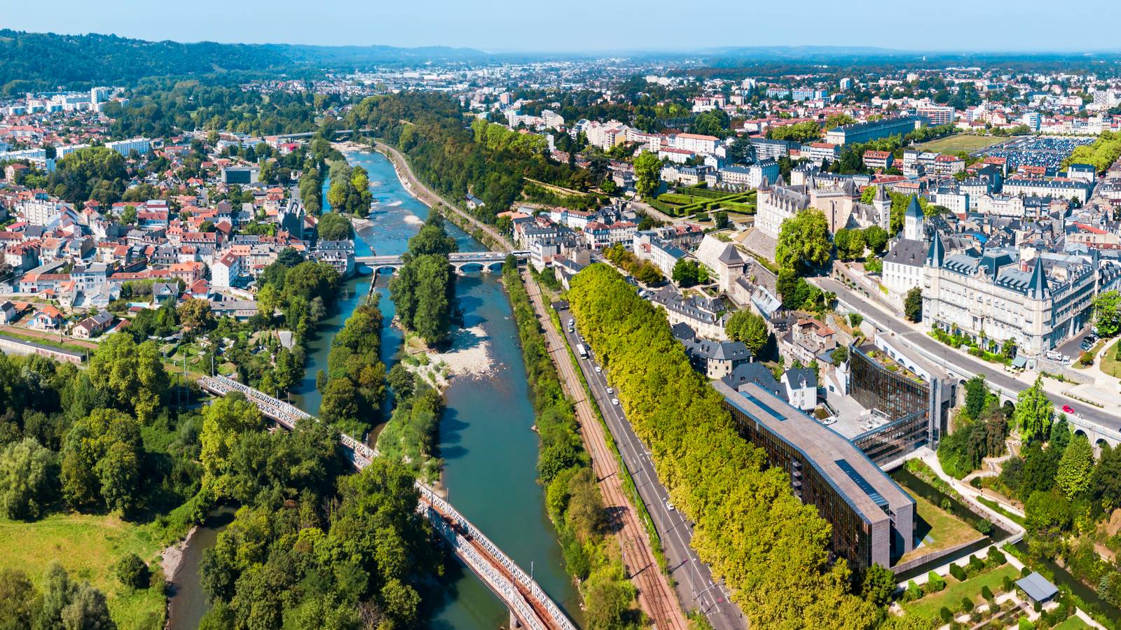 Pau,Aerial,Panoramic,View.,Pau,Is,A,City,,Commune,And